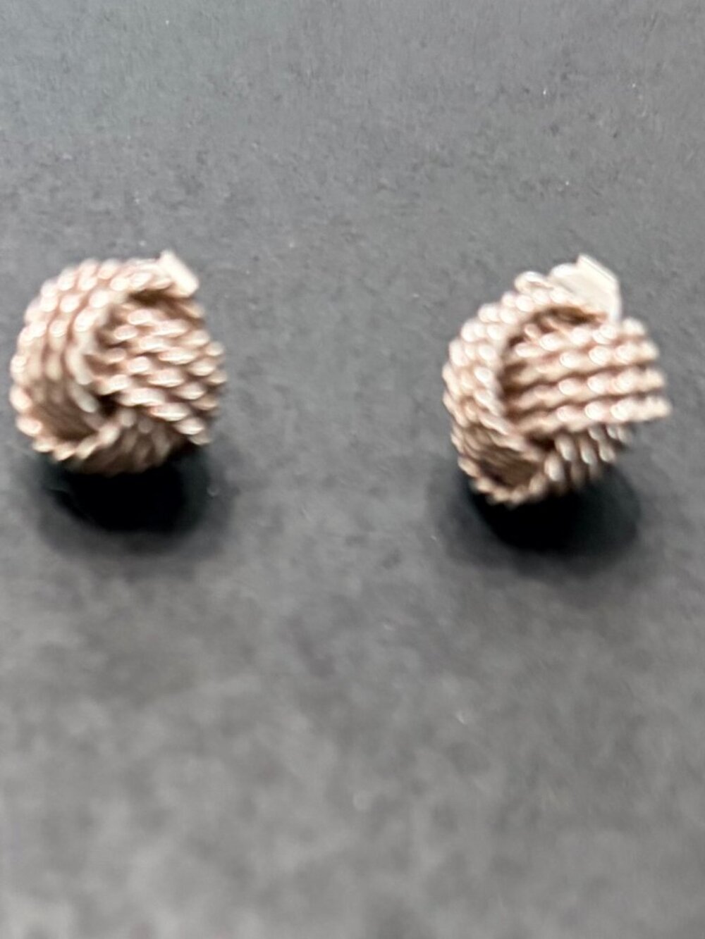 Tiffany Sterling Somerset Mesh Love Twist Knot Ball Stud Earrings - Picture 4 of 6